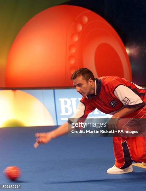 World Number One, Indoor bowls champion Scotland's David Gourlay in action against Chrisite Grahame of Canada, during the BUPA Care Homes Open Bowls...