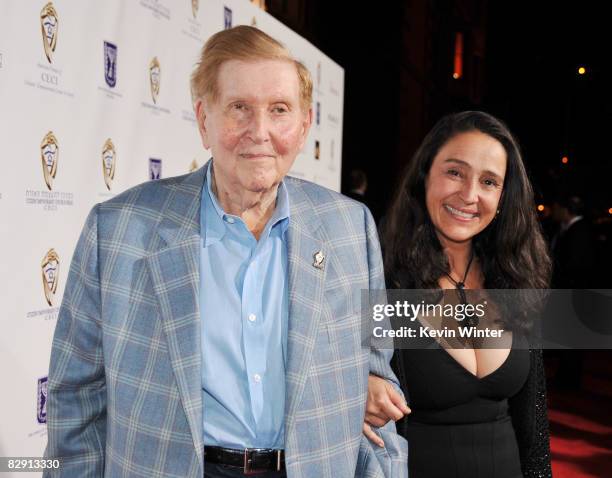 Viacom's Sumner Redstone and his wife Paula arrive at From Vision to Reality: The 60th Anniversary of the State of Israel honoring producer Arnon...