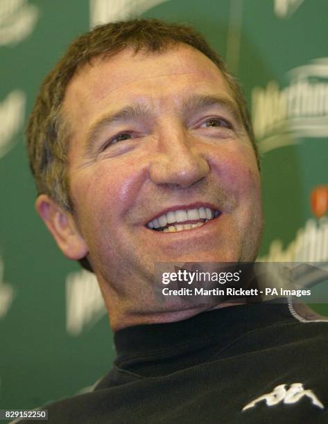 Blackburn Rovers manager Graeme Souness talks to the media at the club's training ground, their Worthington Cup final against Tottenham Hotspur in...