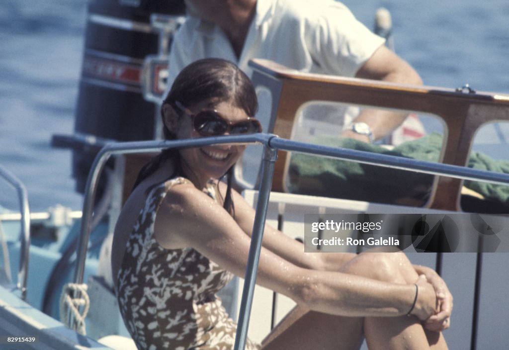 Jackie Kennedy and Aristotle Onassis off the Isle of Skorpios - August 25, 1970