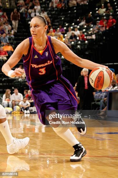 Diana Taurasi of the Phoenix Mercury drives to the basket during the WNBA game against the Indiana Fever on September 14, 2008 at Conseco Fieldhouse...