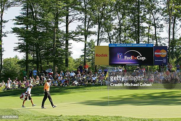 Vijay Singh of Fiji walks on the 11th green during the third round of the Deutsche Bank Championship at TPC of Boston held on August 31, 2008 in...