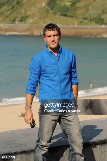 Actor Antonio Banderas attends the "Donostia Award" photocall at the Kursaal Palace during the San Sebastian International Film Festival on September...