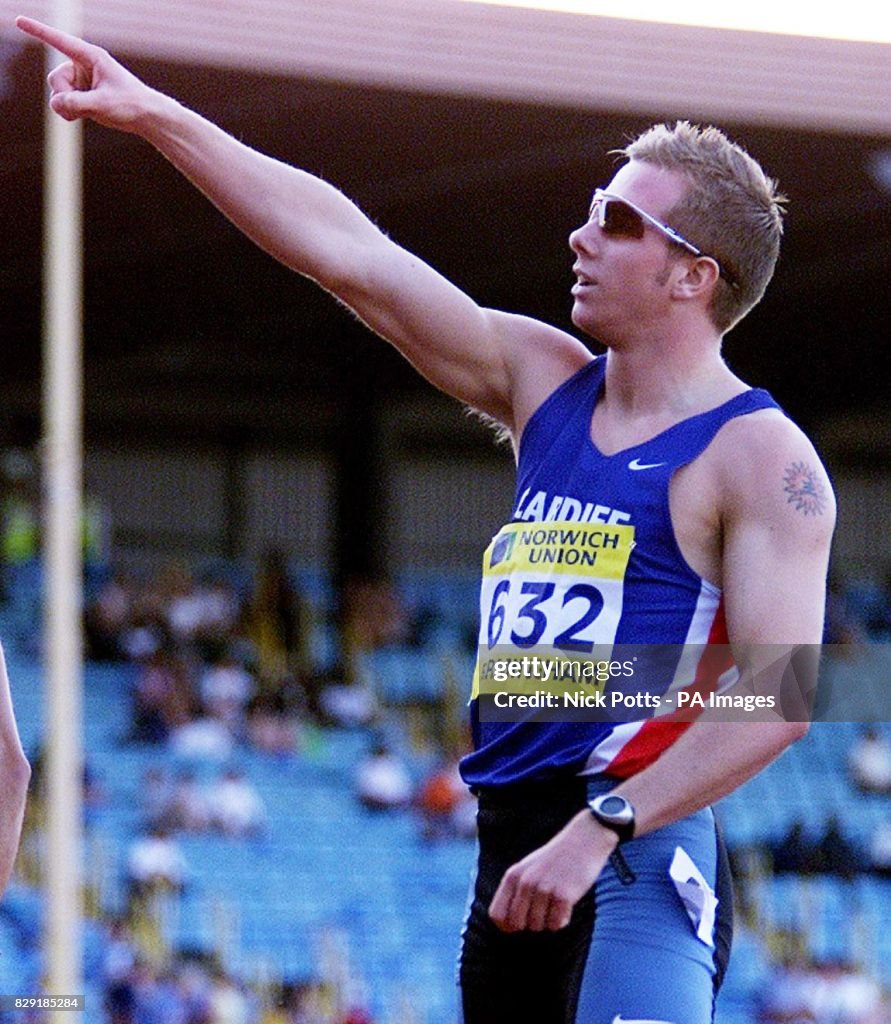 Timothy Benjamin Ridolfi Timothy Benjamin from Cardiff AAC celebrates winning the 400 meters ...