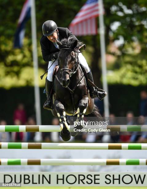 Dublin , Ireland - 10 August 2017; Cian O'Connor of Ireland competing on Copain du Perchet CH on their way to a 5th place finish in The Speed Derby...