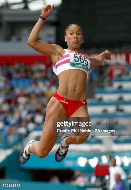 England's Jade Johnson in action during qualifying in the Women's long jump event of the 2002 Commonwealth Games at the City of Manchester Stadium....