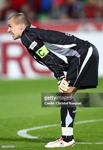 Robert Enke of Hannover looks dejected after the second goal of Leverkusen during the Bundesliga match between Bayer Leverkusen and Hannover 96 at...
