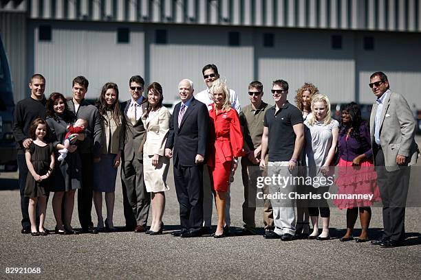 Presumptive Republican presidential nominee John McCain and his vice presidential pick Alaska Gov. Sarah Palin with their families Track Palin, Piper...