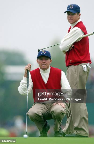 The USA's pairing of Scott Hoch and Scott Verplank who played Europe's Colin Montgomerie and Bernhard Langer in the foursomes, during the second day...