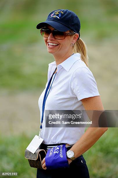 Amanda Leonard watches the play during the afternoon four-ball matches on day one of the 2008 Ryder Cup at Valhalla Golf Club on September 19, 2008...