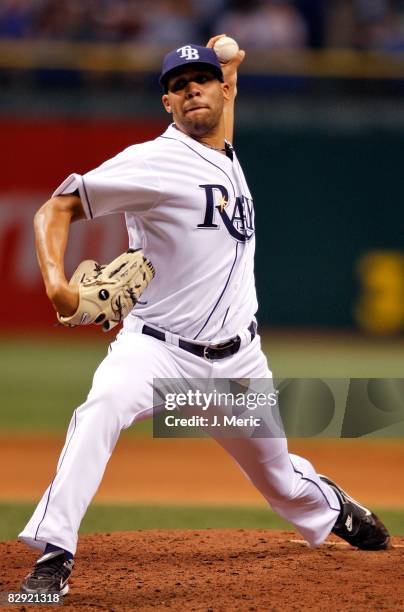 Rookie pitcher David Price of the Tampa Bay Rays pitches against the Minnesota Twins during the game on September 18, 2008 at Tropicana Field in St....