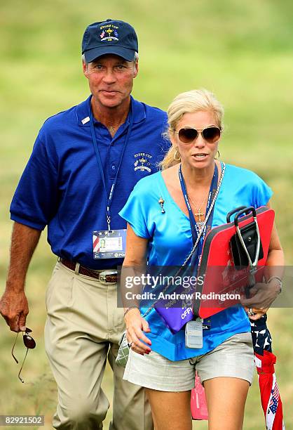 Former USA Ryder Cup captain Ben Crenshaw watches the play with his wife Julie during the afternoon four-ball matches on day one of the 2008 Ryder...