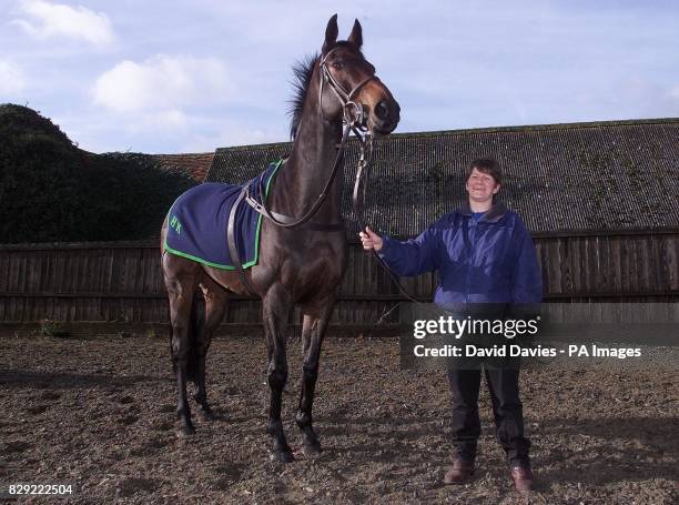 Best Mate with stable hand Jackie Jenner at the Lockinge Farm Stables near Wantage in Oxfordshire. Best Mate s full-brother, Inca Trail, will make...