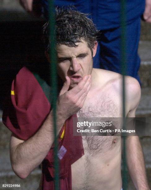 Scotland's Christian Dailly walks off after suffering a 2-0 defeat during the Portugal v Scotland International Challenge match at the Estadio...