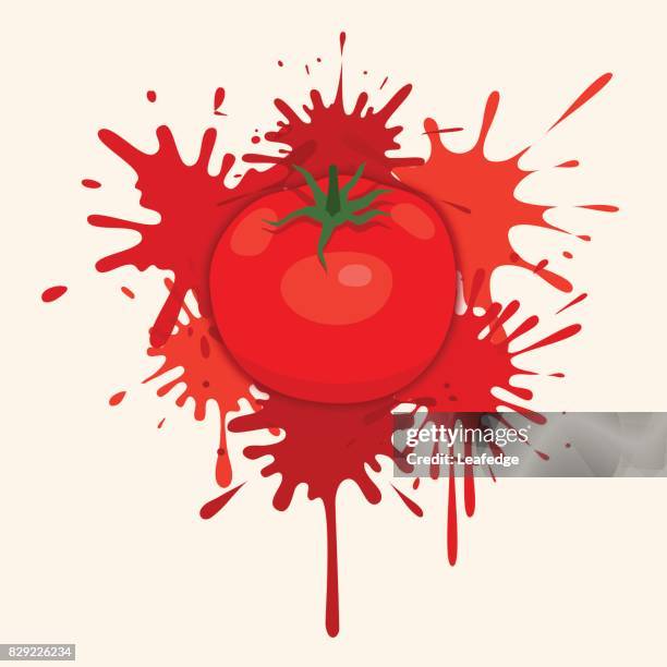 bursting a tomato background - la tomatina stock illustrations