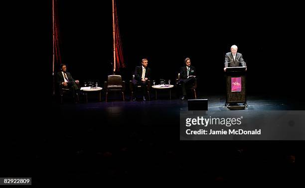 Prime Minister Kevin Rudd delivers the opening keynote speech at the OzAsia Symposium at the Banquet Room of the Adelaide Festival Centre on...