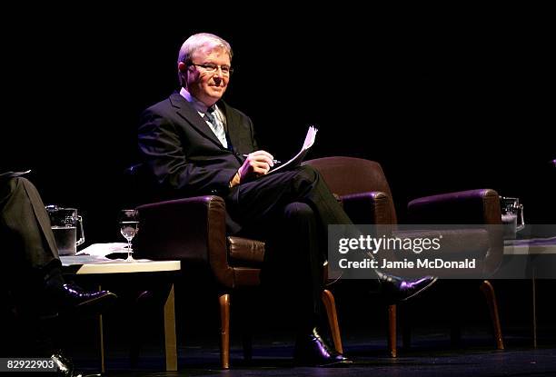 Prime Minister Kevin Rudd attends the OzAsia Symposium at the Banquet Room of the Adelaide Festival Centre on September 20, 2008 in Adelaide,...