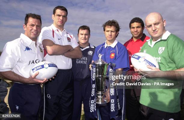 From left - Alessandro Troncon , Martin Johnson , Gordon Bullock , Fabian Galthie , Colin Jarvis and Keith Wood at the launch of the RBS 6 Nations...