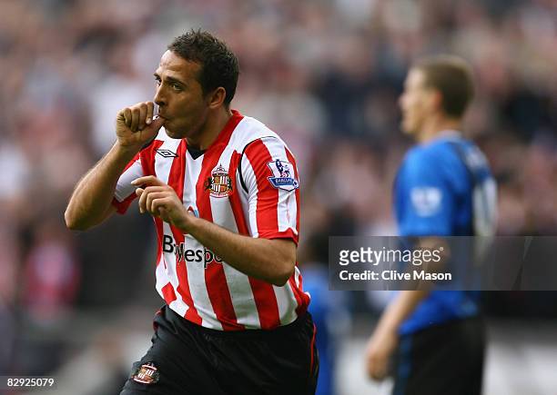 Michael Chopra of Sunderland celebrates his first goal during the Barclays Premier League match between Sunderland and Middlesbrough at the Stadium...