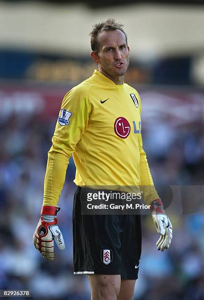 Disappointed looking Mark Schwarzer of Fulham looks on during the Premier League match between Blackburn Rovers and Fulham at Ewood Park on September...