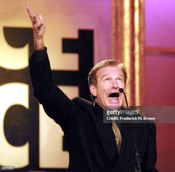 Comedian Robin Williams performs at the 52nd Annual ACE Eddie Awards February 24, 2002 in Beverly Hills, CA. The ACE awards honors outstanding...