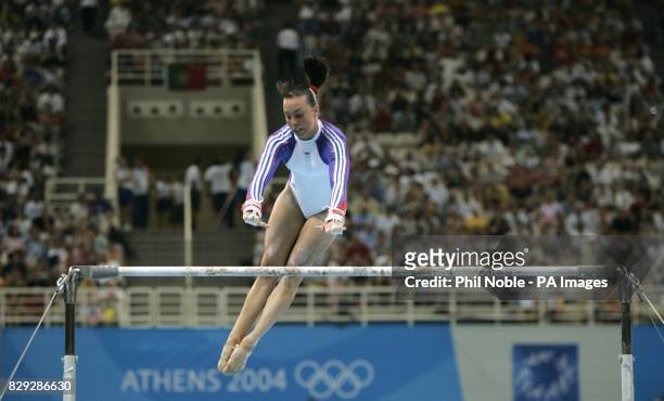 British gymnast Beth Tweddle on the assymetric bars during the Women's Individual Artistic Gymnastics final at the Olympic Indoor Hall in Athens,...