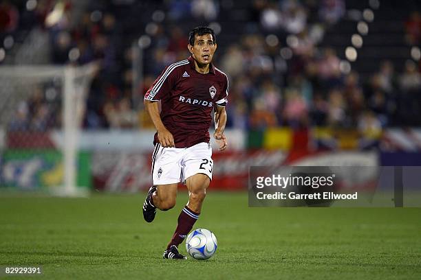Pablo Mastroeni of the Colorado Rapids controls the ball against the New England Revolution on September 20, 2008 at Dicks Sporting Goods Park in...