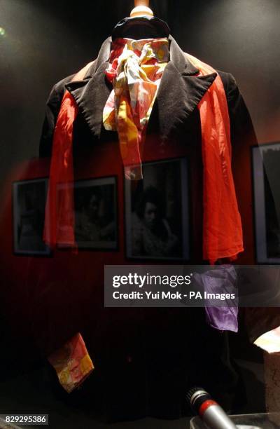 Jacket owned by Jimi Hendrix, at the press preview for the exhibition 'Jimi At The Marquee' - featuring the world's largest collection of Jimi...