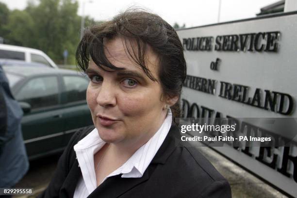 Mairead Kelly, sister of IRA man Patrick Kelly, speaking to the media, outside Police Service of Northern Ireland Headquarters in Belfast. Police...