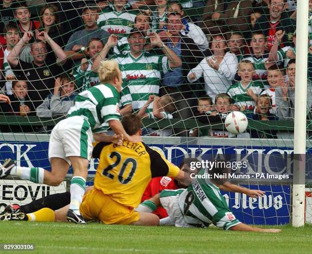 Lee Johnson opens the scoring for Yeovil scoring first against Rushden and Diamonds FC during their Coca-Cola League Two match at Huish Park, Yeovil,...