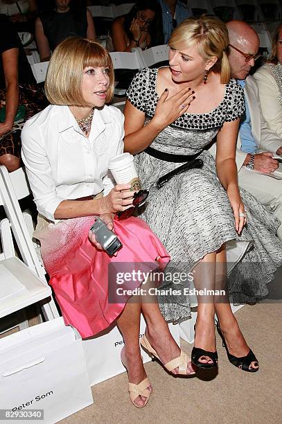 Vogue Editor Anna Wintour and Tennis player Maria Sharapova attend the Peter Som Spring 2009 runway show at The Promenade in Bryant Park on September...