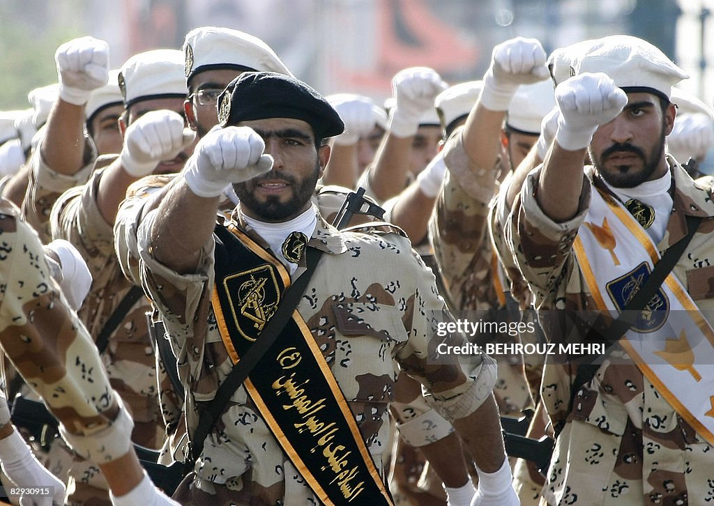 Iran's elite Revolutionary Guards march