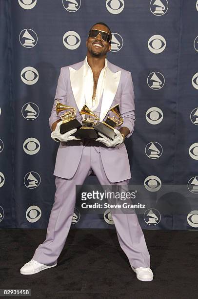 Kanye West, winner of Best Rap Solo Performance for "Gold Digger," Best Rap Song for "Diamonds From Sierra Leone," and Best Rap Album for "Late...