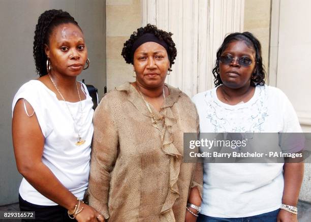 Victims of the acid attack Pauline Williams, Beverley Campbell and Marcia Lewis, standing outside Bristol Crown Court, where Leane Jackson received a...