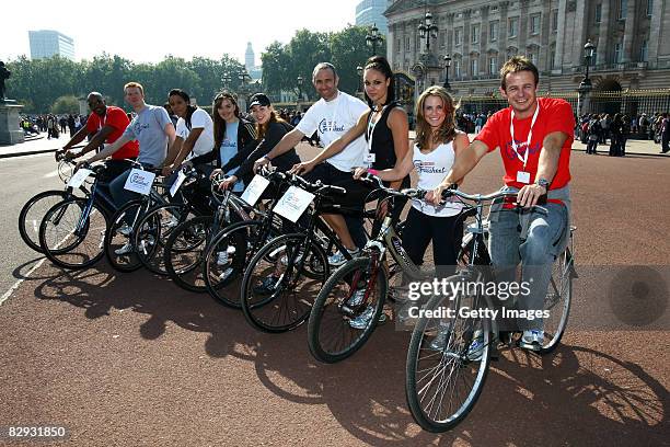 Du'aine Ladejo, Ed Clancy, Shanaze Reade, Victoria Pendleton, Roxanne McKee, Jamie Staff, Jenny Pacey, Georgie Thompson and Austin Healey pose...