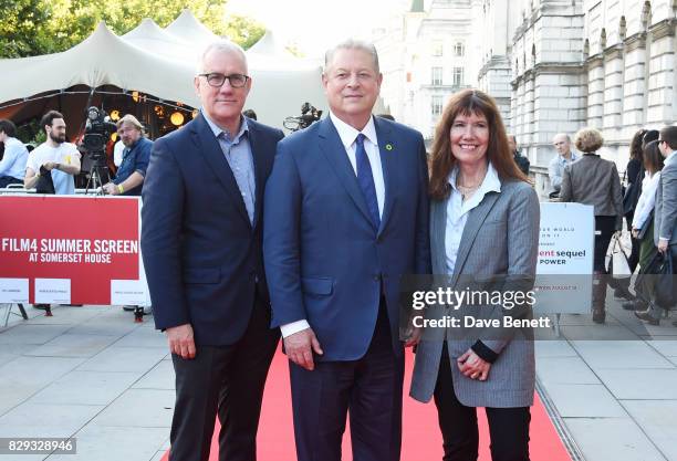 David Linde, CEO of Participant Media, Former US Vice President Al Gore and producer Diane Weyermann attend the Film4 Summer Screen Opening Screening...