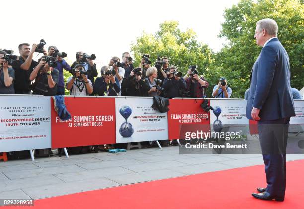 Former US Vice President Al Gore attends the Film4 Summer Screen Opening Screening of "An Inconvenient Sequel: Truth To Power" at Somerset House on...