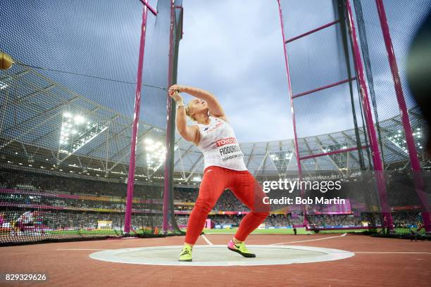 16th IAAF World Championships: Poland Joanna Fiodorow in action during Women's Hammer Throw at Olympic Stadium. London, England 8/7/2017 CREDIT: Bob...