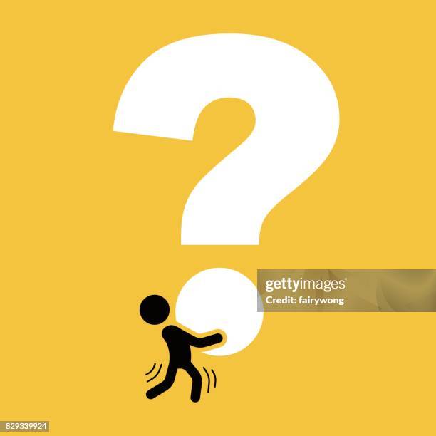businessman carrying big question mark - great customer service stock illustrations