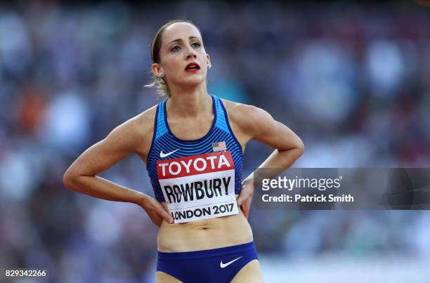 Shannon Rowbury of the United States competes in the womens 5000 metres heats during day seven of the 16th IAAF World Athletics Championships London...