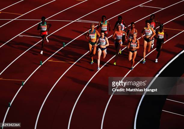 Athletes compete in the womens 5000 metres heats during day seven of the 16th IAAF World Athletics Championships London 2017 at The London Stadium on...