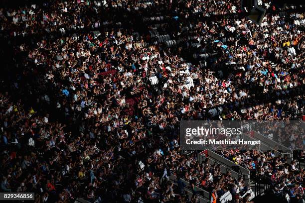 General view of fans in stands during day seven of the 16th IAAF World Athletics Championships London 2017 at The London Stadium on August 10, 2017...