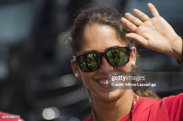 Maria Herrera of Spain and AGR Team greets in paddock during the MotoGp of Austria - Preview at Red Bull Ring on August 10, 2017 in Spielberg,...