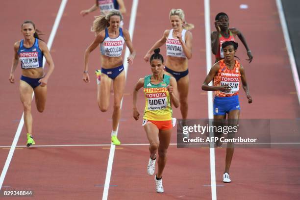 Athlete Shelby Houlihan, Britain's Eilish Mccolgan, Ethiopia's Letesenbet Gidey, Norway's Karoline Bjerkeli Grovdal and Netherlands' Sifan Hassan...