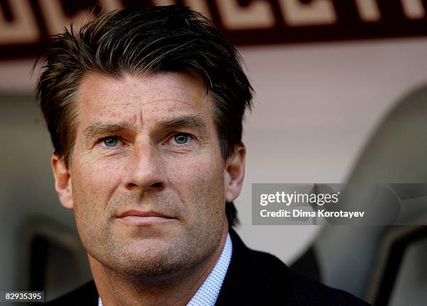 Michael Laudrup, new head coach of FC Spartak Moscow looks on during the Russian Football League Championship match between FC Spartak Moscow and FC...