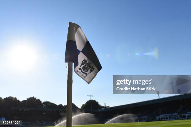 The Bury corner flag before the Carabao Cup First Round match between Bury and Sunderland at Gigg Lane on August 10, 2017 in Bury, England.