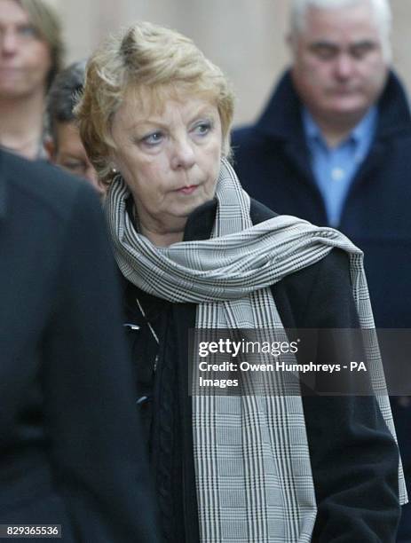 Cindy Eaton, the mother of murdered policeman Ian Broadhurst arrives at Newcastle Crown Court, where David Bieber is on trial accused of murdering...