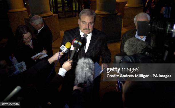 Detective Superintendent Elliot McKenzie of Strathclyde Police, the lead detective in the murder enquiry speaks to the media on the steps of the High...