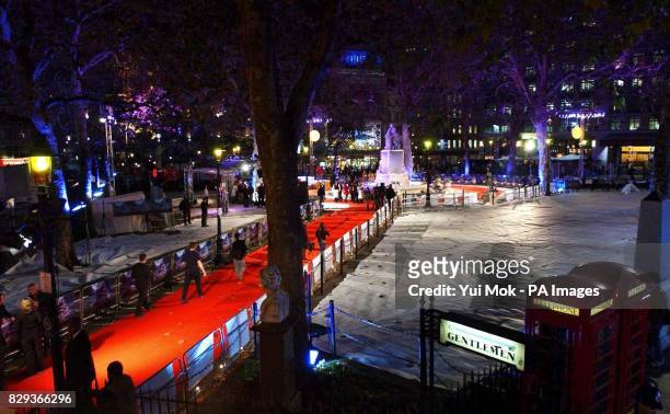 The centre of Leicester Square is transformed into a 'Winter Wonderland' scene, for the UK premiere of Polar Express, at the Vue Leicester Square in...