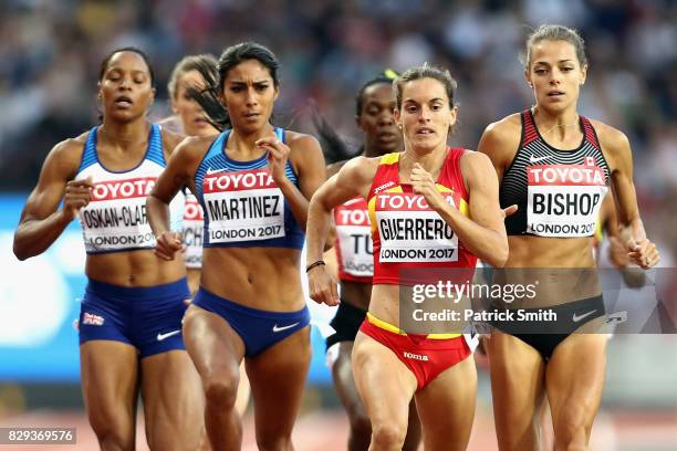 Shelayna Oskan-Clarke of Great Britain, Brenda Martinez of United States, Esther Guerrero of Spain and Melissa Bishop of Canada compete during heat...